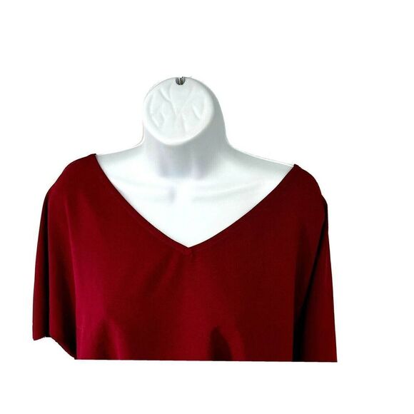 New Cupcakes and Cashmere Red Maroon Boxy V Neck Top Shirt 1/2 Dolman Sleeves - Picture 4 of 12
